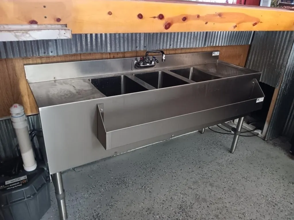 Under bar sink, three compartments, approximately