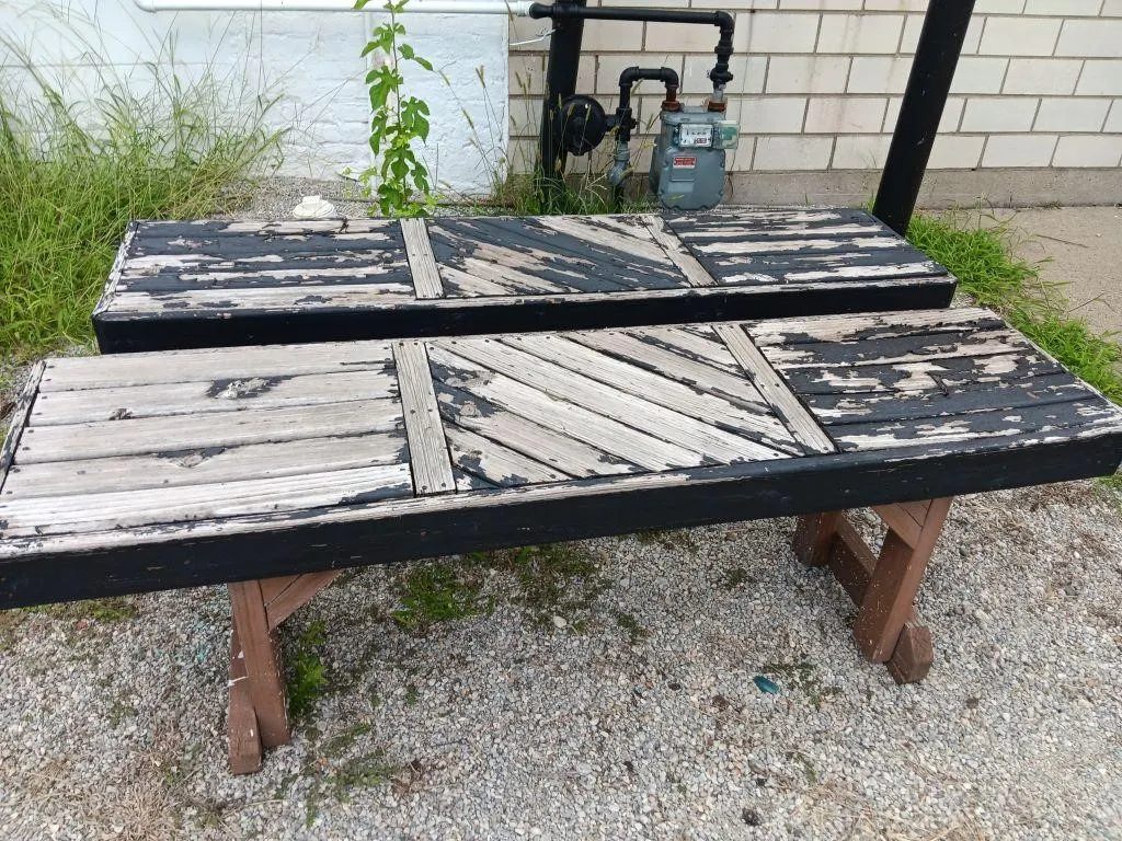 Two wooden benches approximately 59x15x20