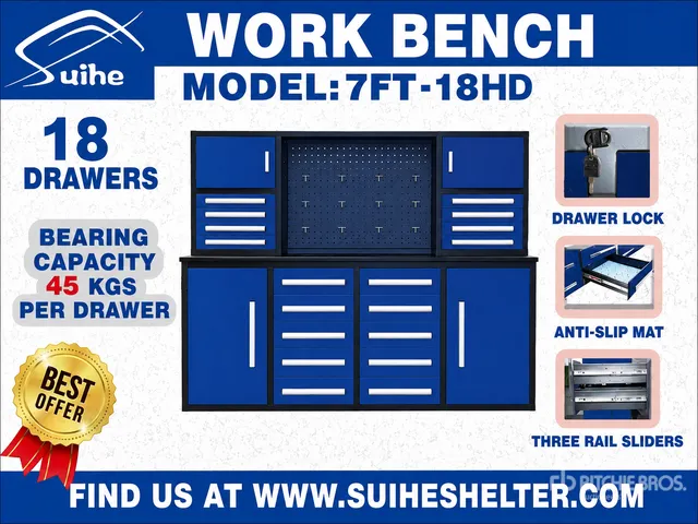 2026 Suihe NWB-H18DB-7 7 ft 18-Drawer Workbench (Unused)