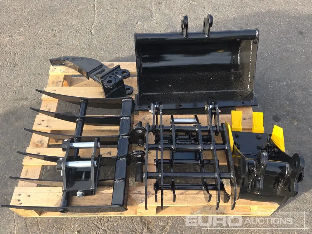 Unused 2026 ZJG 22" Ditching Bucket, 7" Digging Bucket, Wood Grapple, Rake, Ripper, QH to suit Micro Excavator