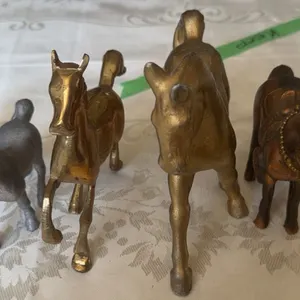 Six Cast Metal Horse Figurines in Various Finishes