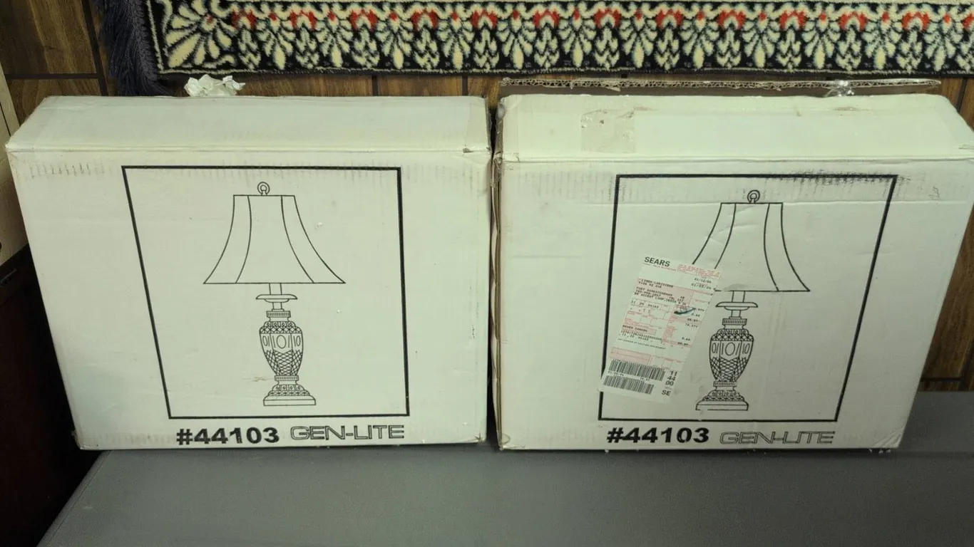 Gen-Lite Pair of Crystal Table Lamps in Original Boxes