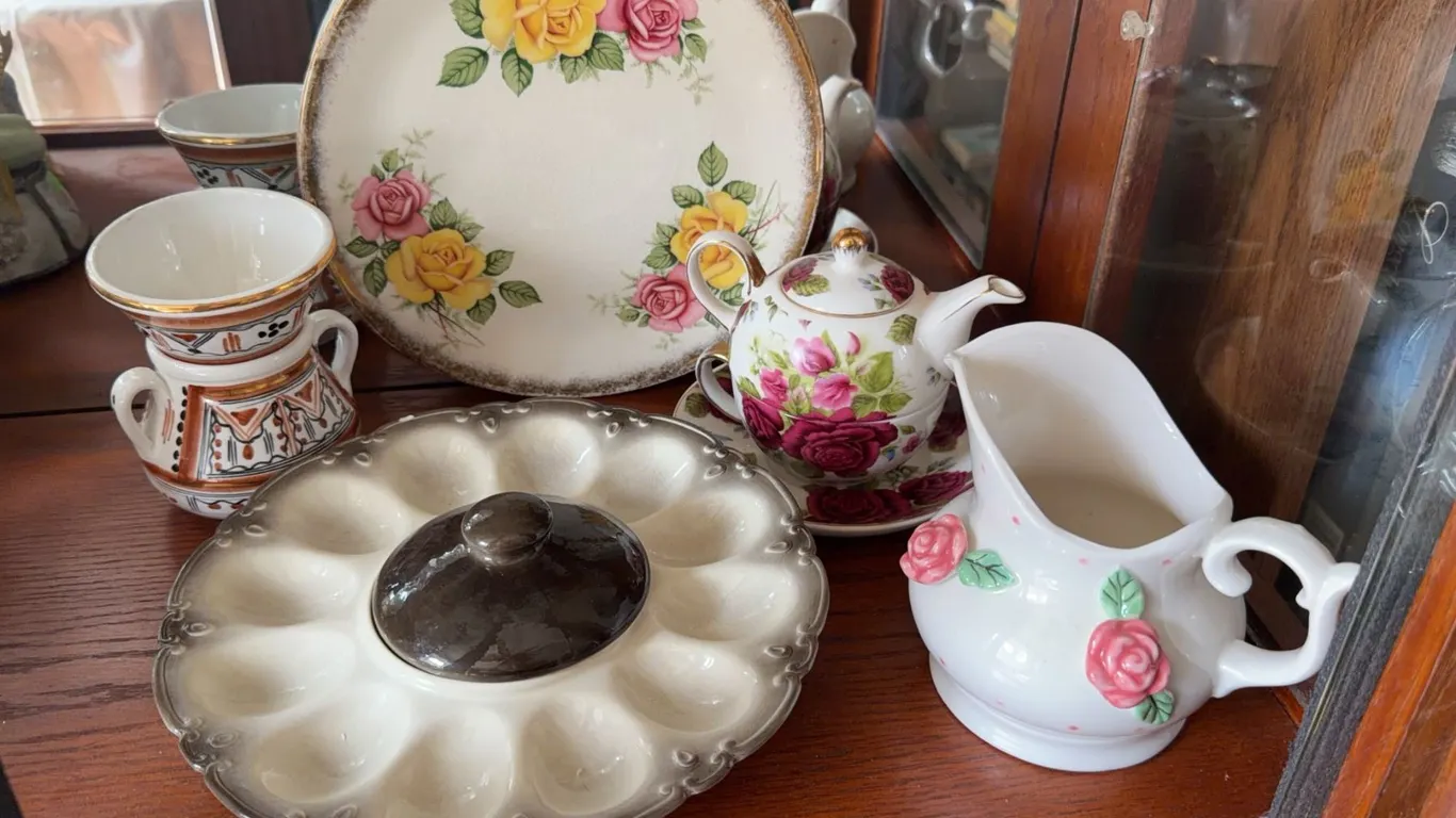 Porcelain Tableware Including Adeline Teapot Set and Aynsley Plate