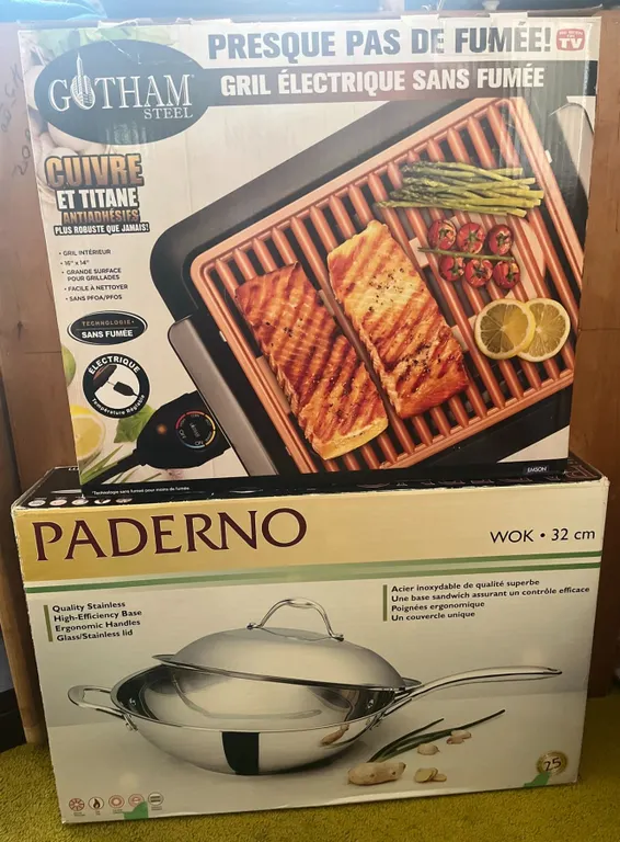 Gotham Steel Electric Smoke-Less Grill and Paderno 32cm Wok Set