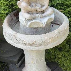 Concrete Garden Bird Bath with Cherub Figures
