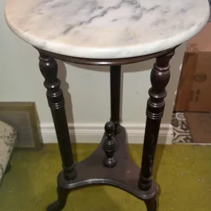 Marble Top Spindle Leg Side Table
