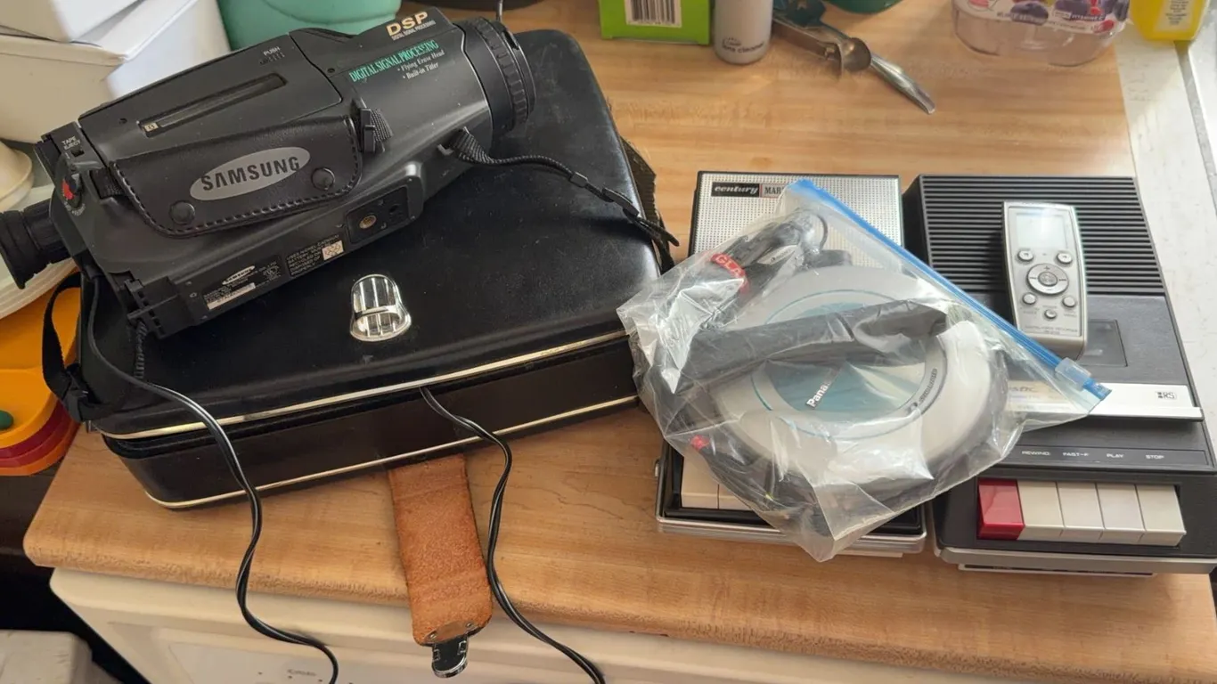 Electronics Bundle: Samsung Camcorder, Panasonic CD Player, Olympus Voice Recorder