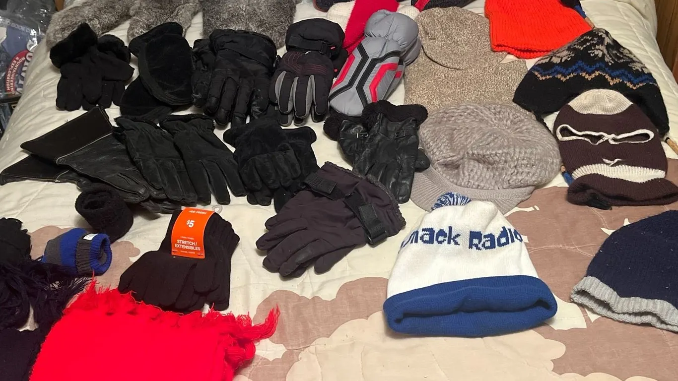 Winter Accessories Lot: Hats, Gloves, Scarves, Boots, Fur Mittens