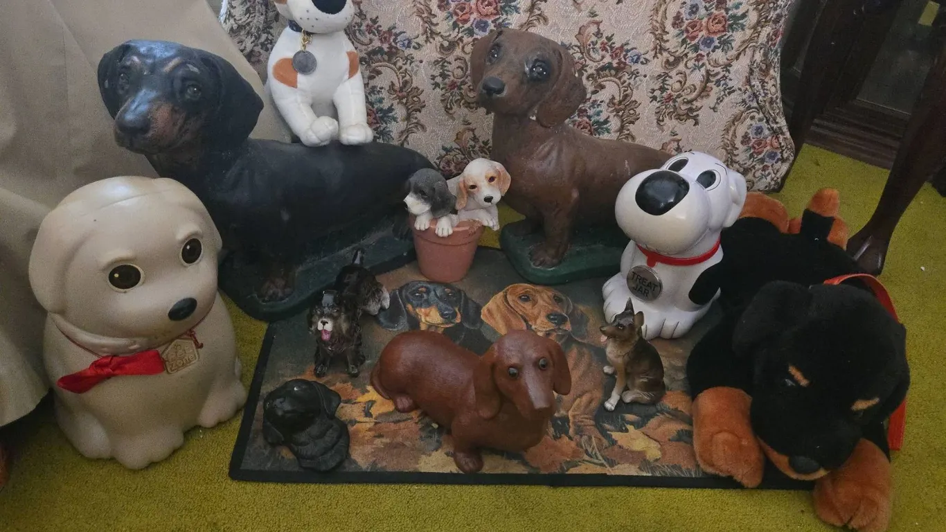 Dog Figurines and Plush Toys Collection with Treat Jars