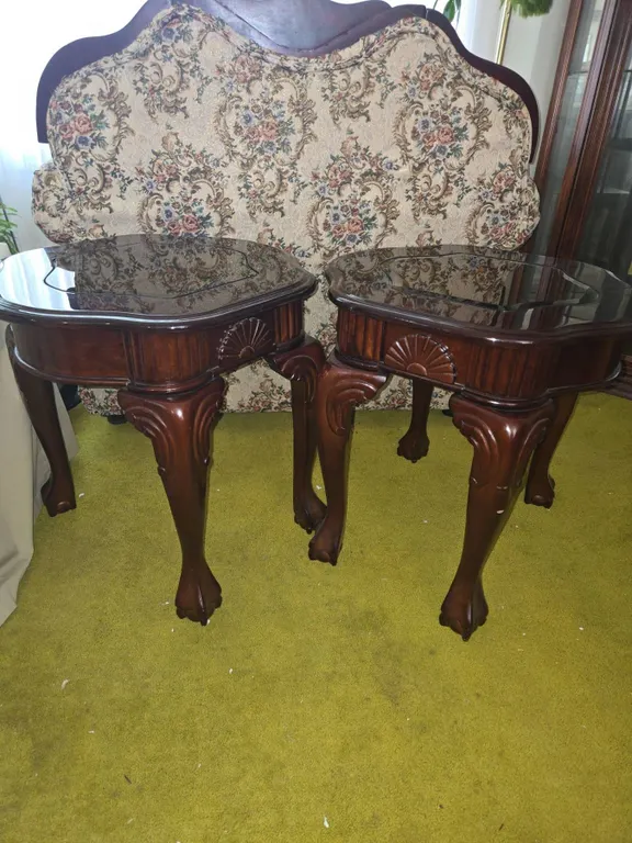 Wood Side Tables with Glass Tops