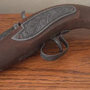 Decorative Cast Metal and Wood Replica Flintlock Pistol