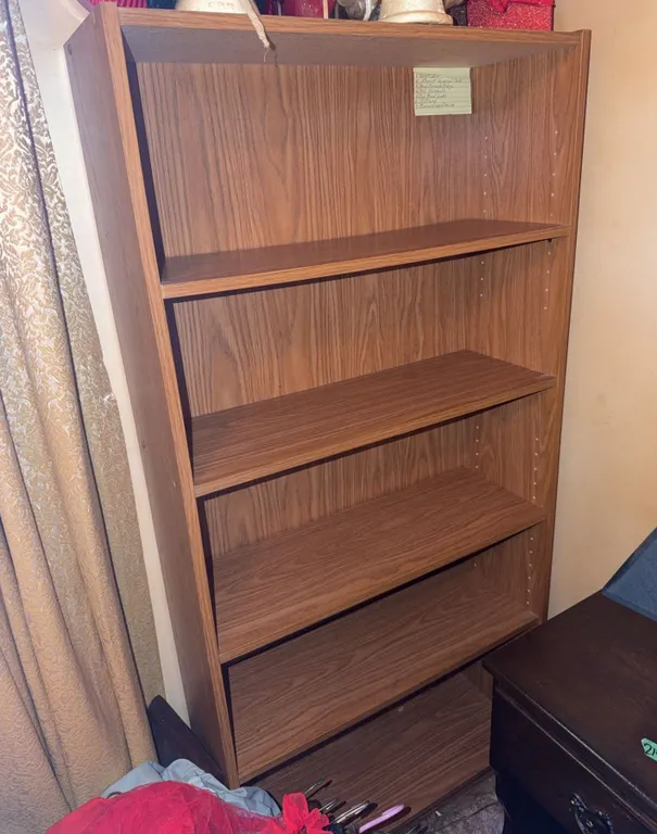 Five-Shelf Wood Veneer Bookcase