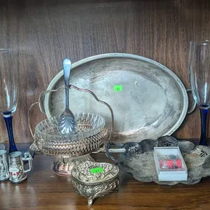 Electroplated Serving Collection w/ Crystal Stemware
