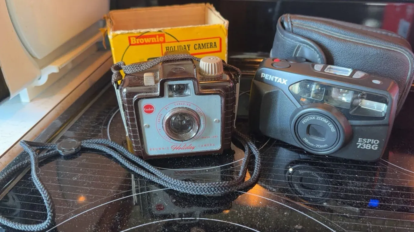 Kodak Brownie Holiday and Pentax Espio 738G Film Cameras