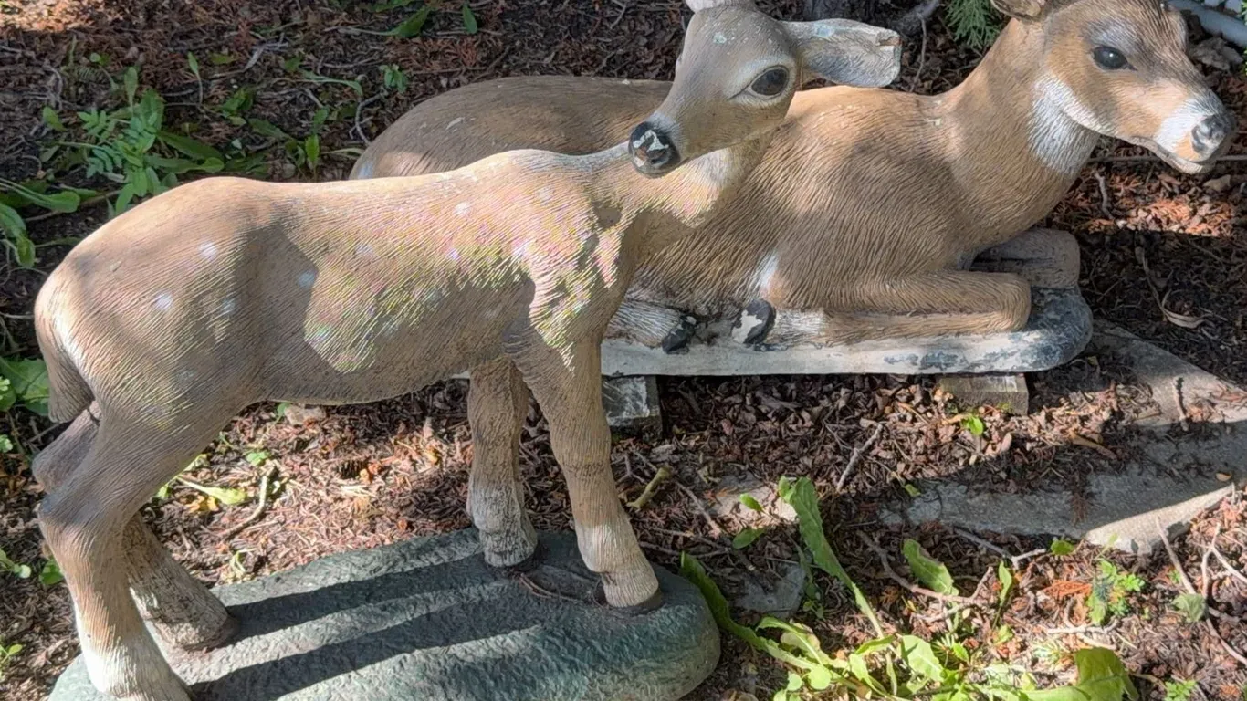Stone Art Deer and Fawn Garden Statues