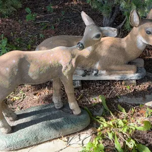 Stone Art Deer and Fawn Garden Statues