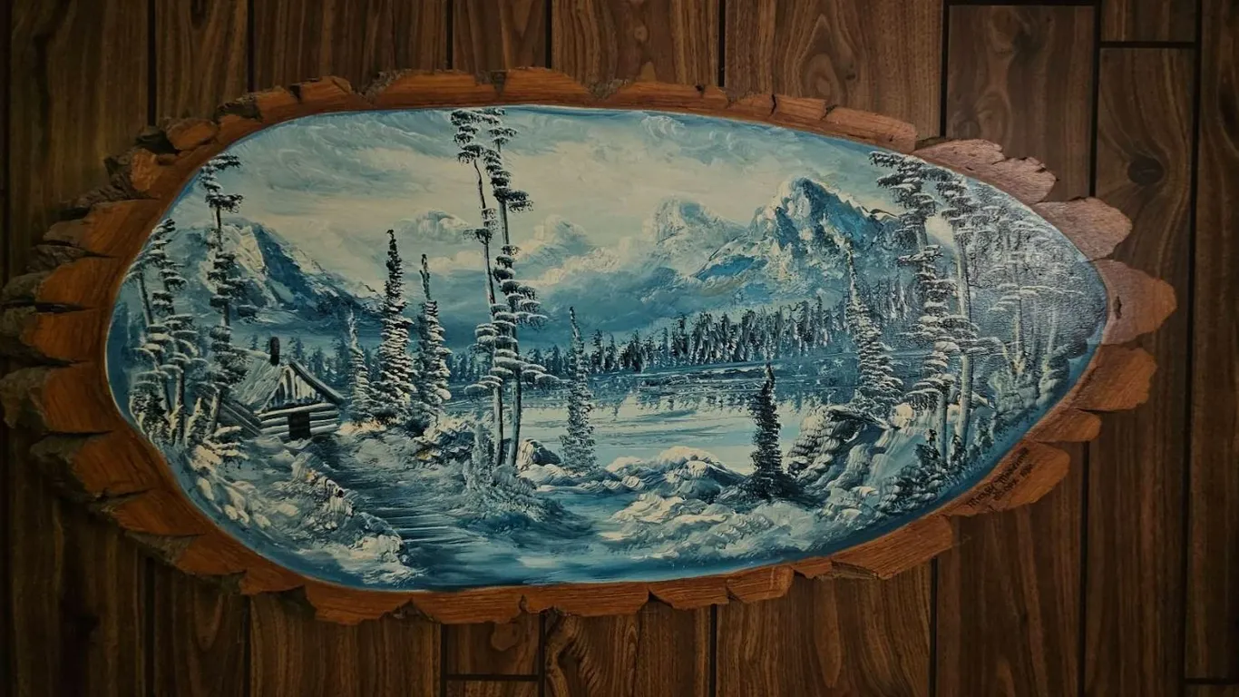 Mussy Nordstrum 1980 Oil Painting on Live Edge Wood