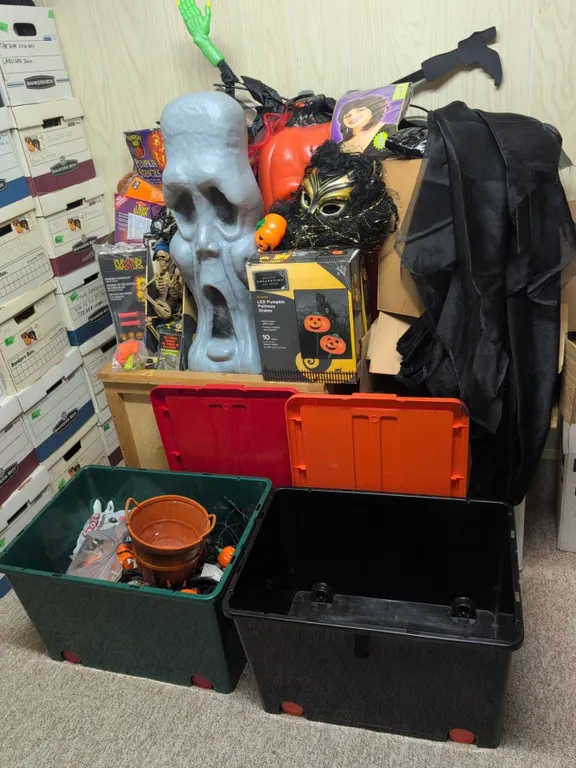 Large Assortment of Halloween Decorations and Props