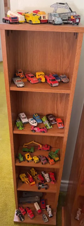 Diecast Toy Vehicles Collection With Wooden Shelf