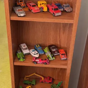 Diecast Toy Vehicles Collection With Wooden Shelf
