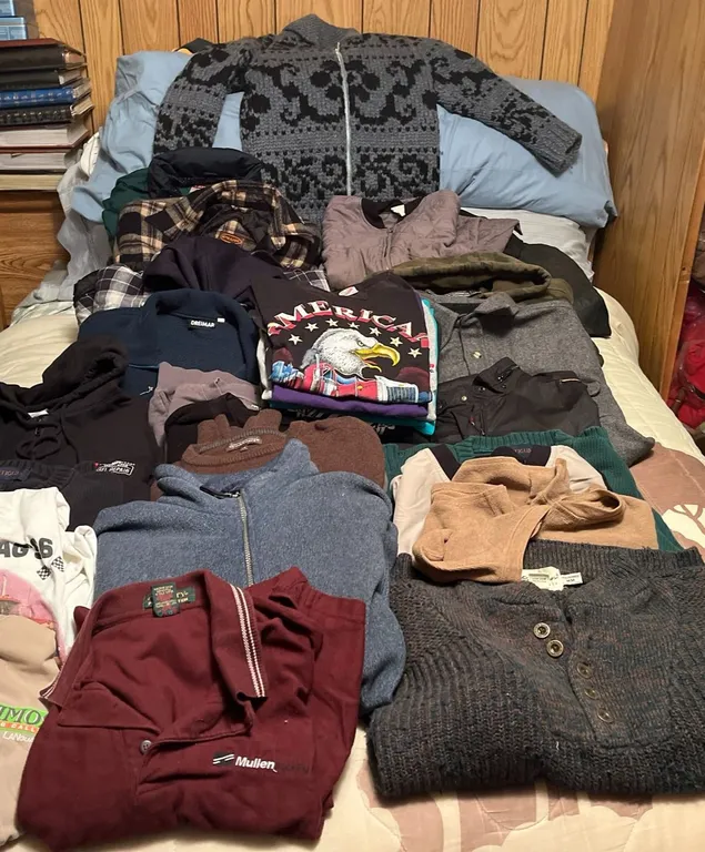 Lot Assorted Men's Clothing Including Sweaters and T-Shirts