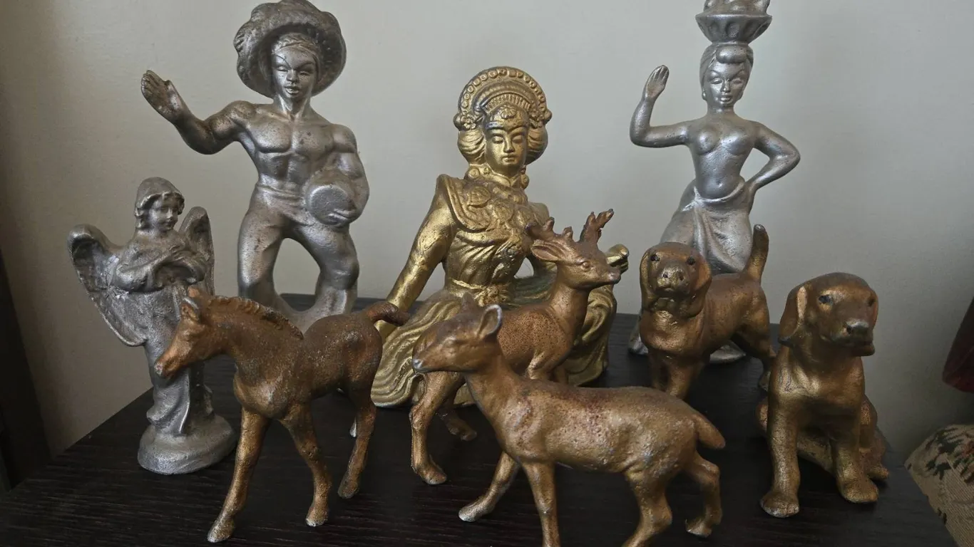 9 Cast Metal Figurines G.F.B. 1964 Signed