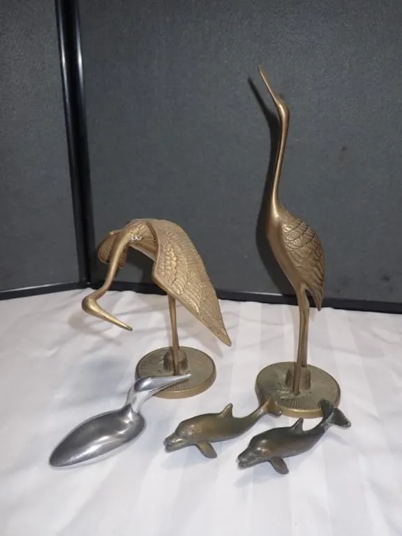 Mid-Century Brass Crane/Heron