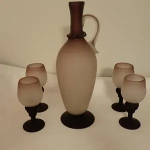 Frosted Art Glass Decanter Set