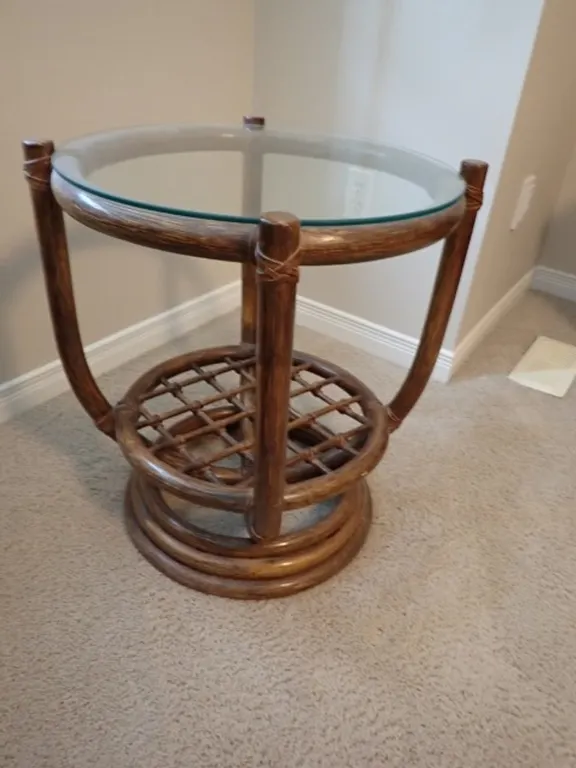 MCM Bamboo & Glass Side Table