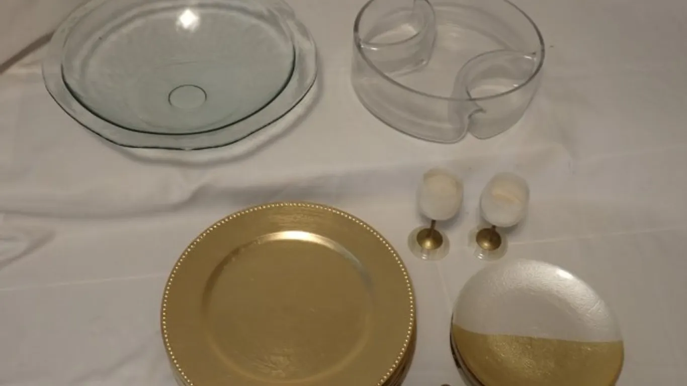 Clear & Gold Coloured Tableware