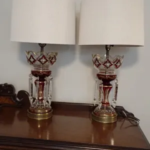 Bohemian Ruby Red Lustre Lamps