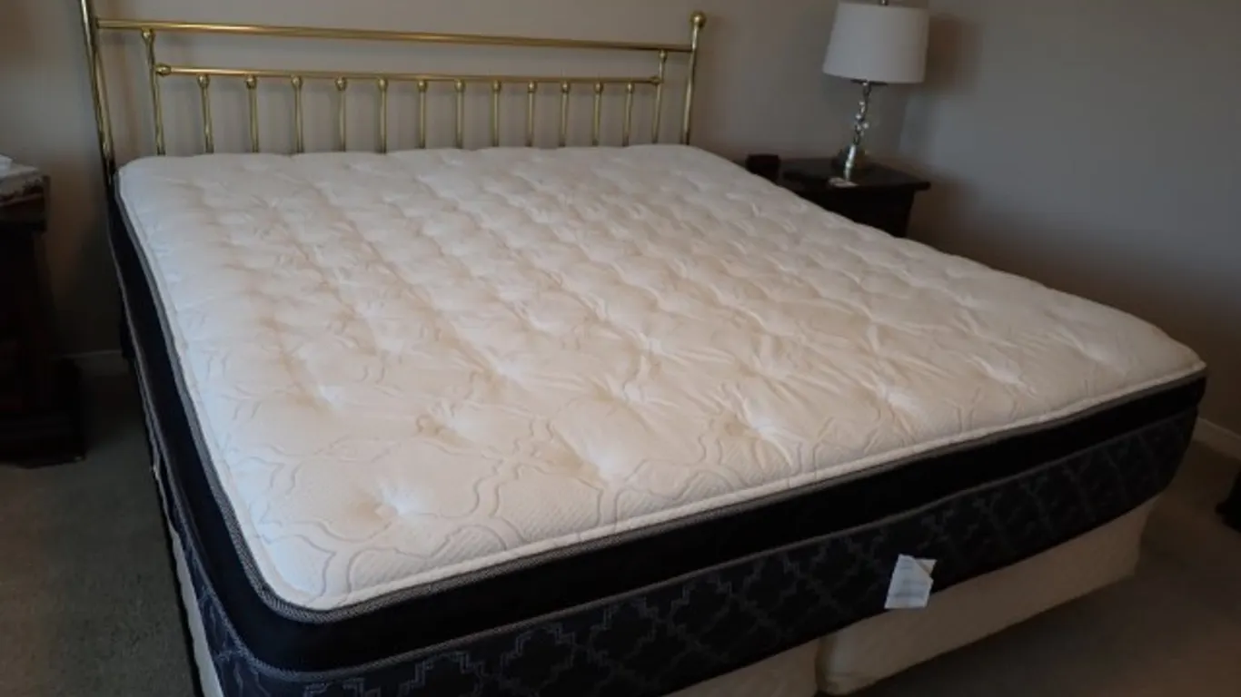 Brass-Tone Headboard, Mattress, Box Spring & Bed Frame