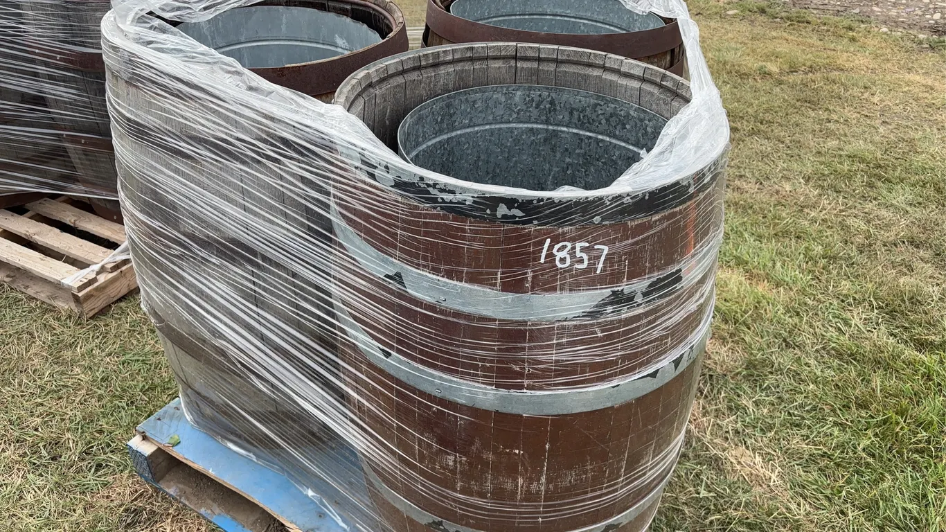3 - Wooden Oak Barrels w/ metal hoops *Unreserved*