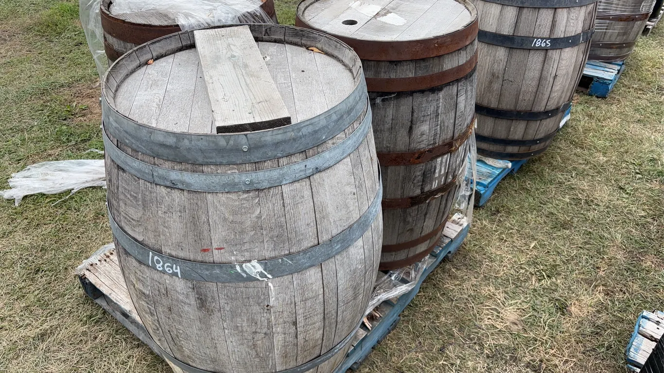 3 - Wooden Oak Barrels w/ metal hoops *Unreserved*