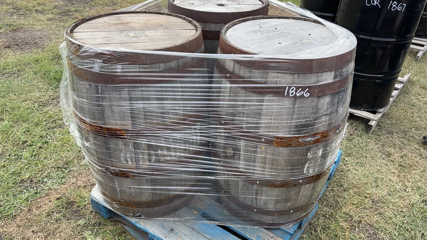 3 - Wooden Oak Barrels w/ metal hoops *Unreserved*