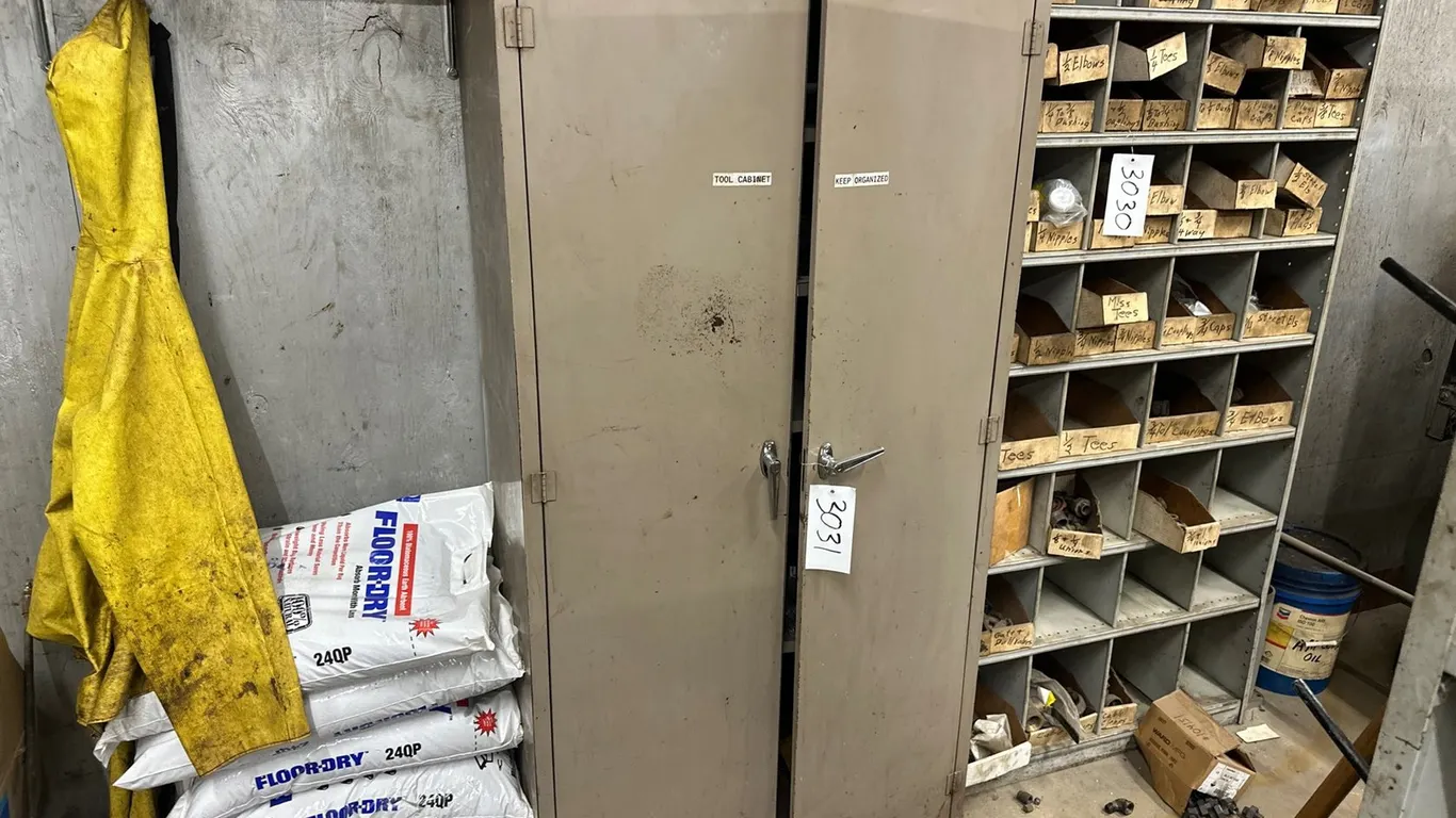 Shelving, W/ Air Tools, Grinders And More
