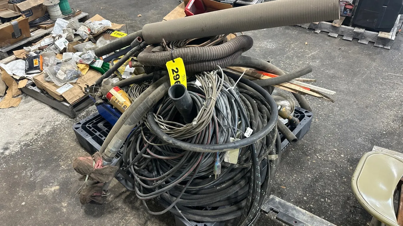 Pallet Of Misc Hoses, Bins, And More