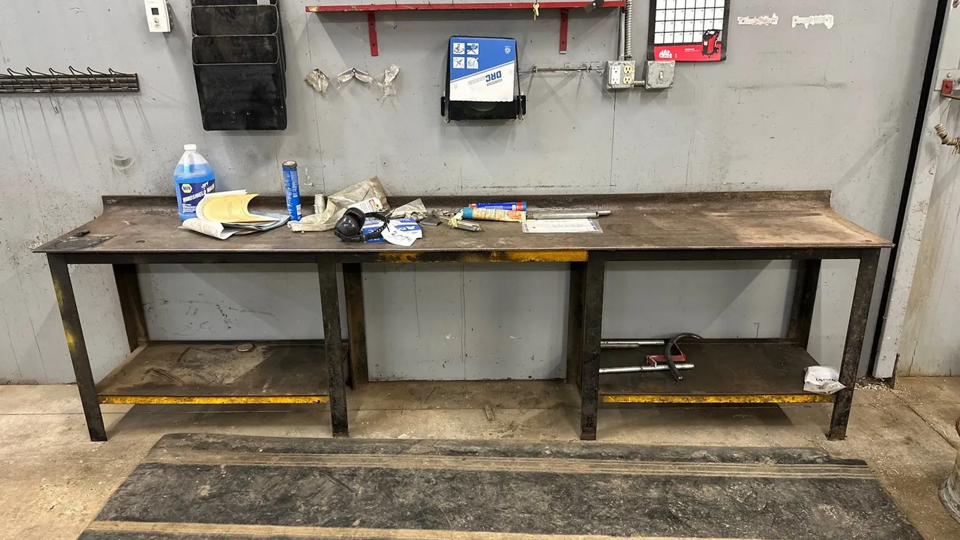 Approx 10'X2' Table W/ Contents, 9'X30" Rubber Mat