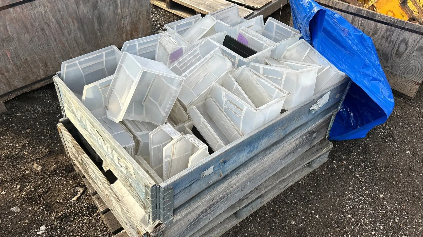 Crate Of Clear Tool/Hardware Bins