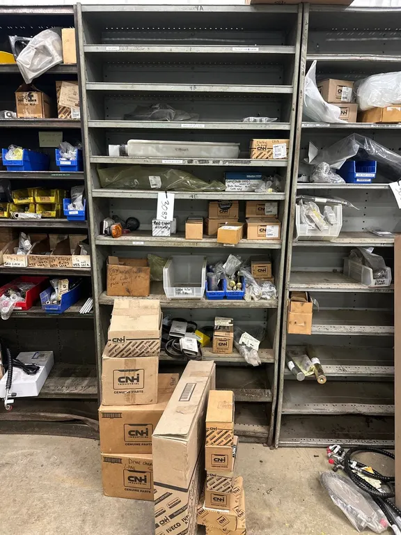 Shelving W/ Misc Belts, Lights, And More