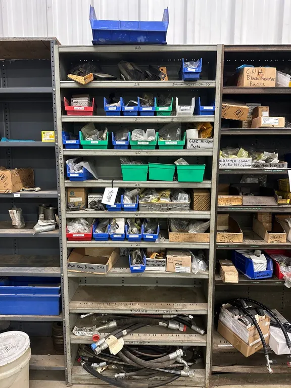 Shelving W/ Misc Hydraulic Hoses, And More