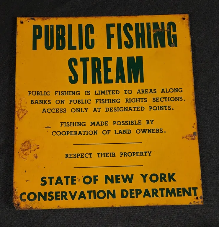 TIN SIGN PUBLIC FISHING STREAM STATE OF NEW YORK