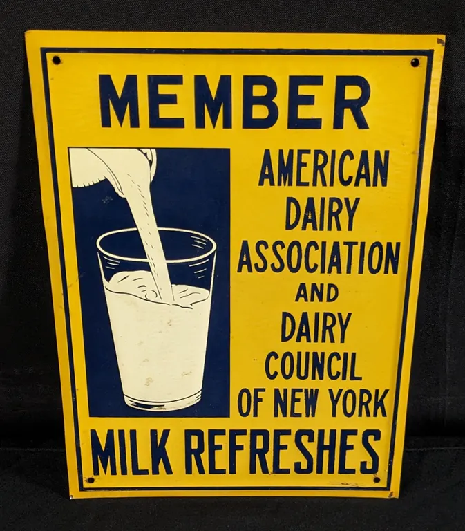 EMBOSSED TIN SIGN MMBER AMERICAN DAIRY ASSOCIATION OF NEW YORK