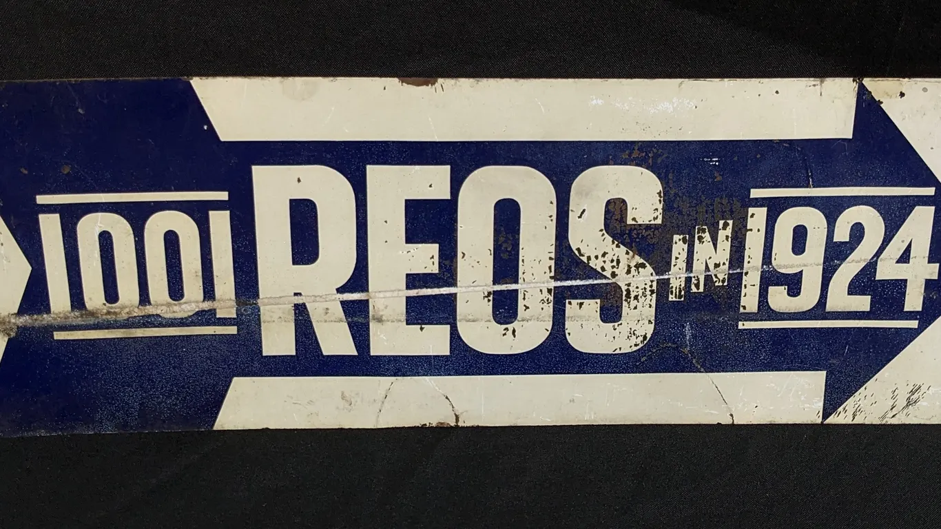 TIN SIGN 1001 REOS IN 1924 (REO AUTOMOBILES)