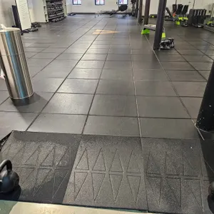 Rubber Flooring, 24"x24"x1" Thick Tiles, Over 1500 Sq. Ft., Lightly Glued (pulled up with a little effort)