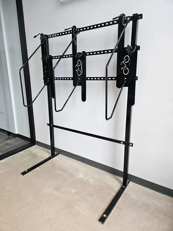 Upright Bike Rack, 3 Slots, 56"x30"x80"