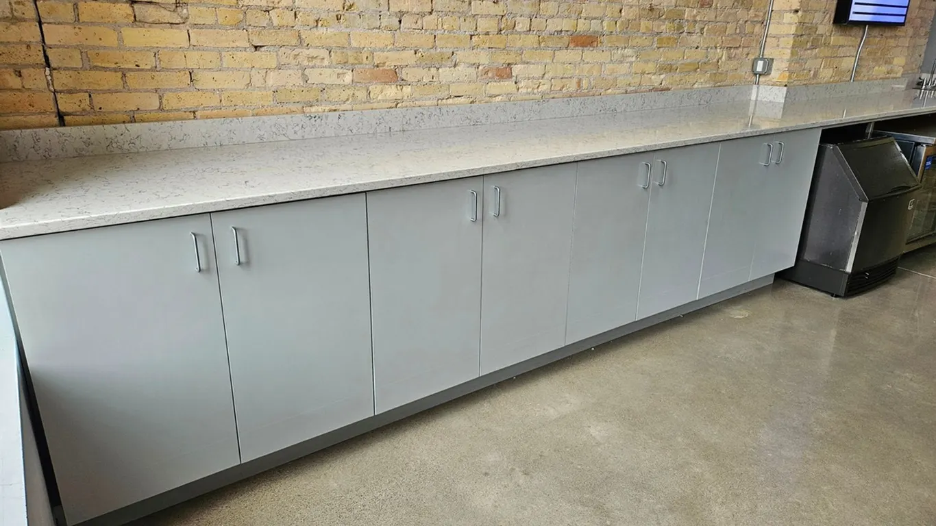 Stone Top Counter/Storage Cabinet with Hand Sink, 23' Long