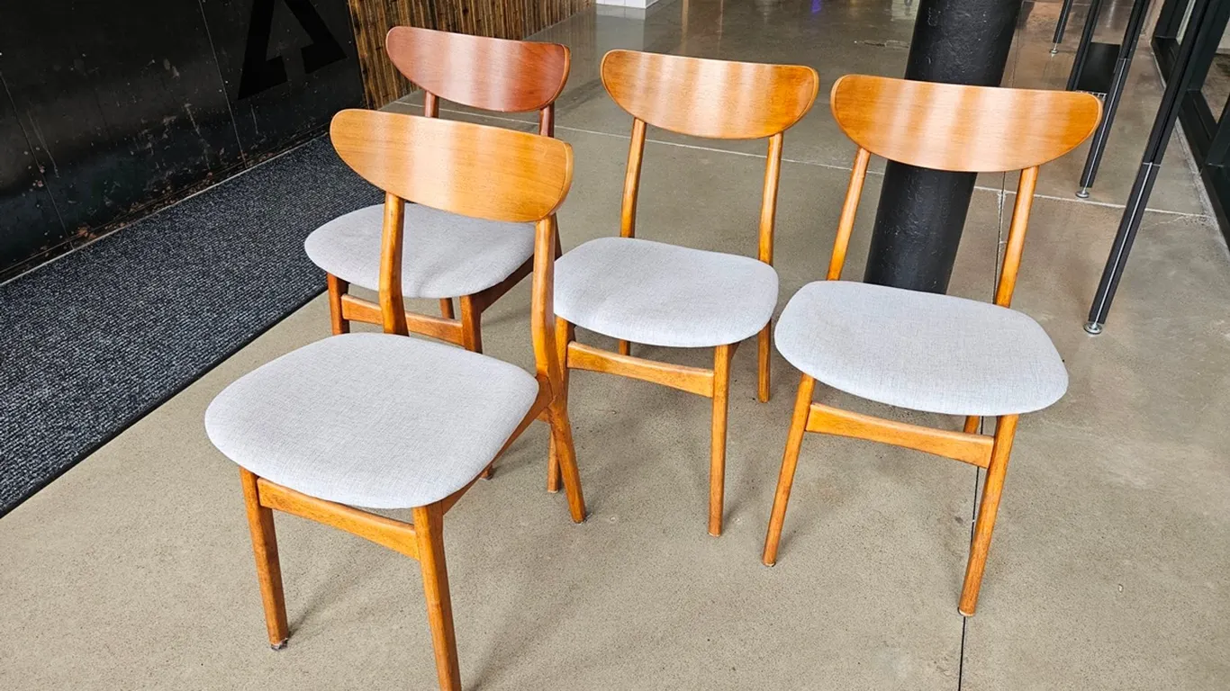 4 West Elm Wood/Fabric Seat Chairs