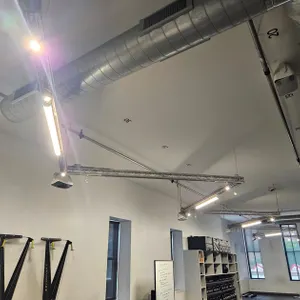 Truss Style Track and Lights, Integrated with LED Lighting and Approx. 33 Assorted Lights, Approx. 120 Linear Feet (speakers not included)