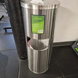 2 Alpine SS Gym Wipe Dispensers/Trash Cans, 36" Tall